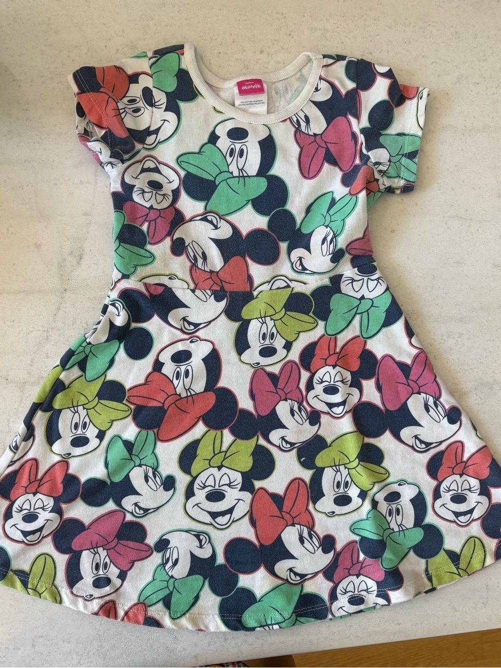 Girls Minnie Mouse Bow Print Dress - Multicolor